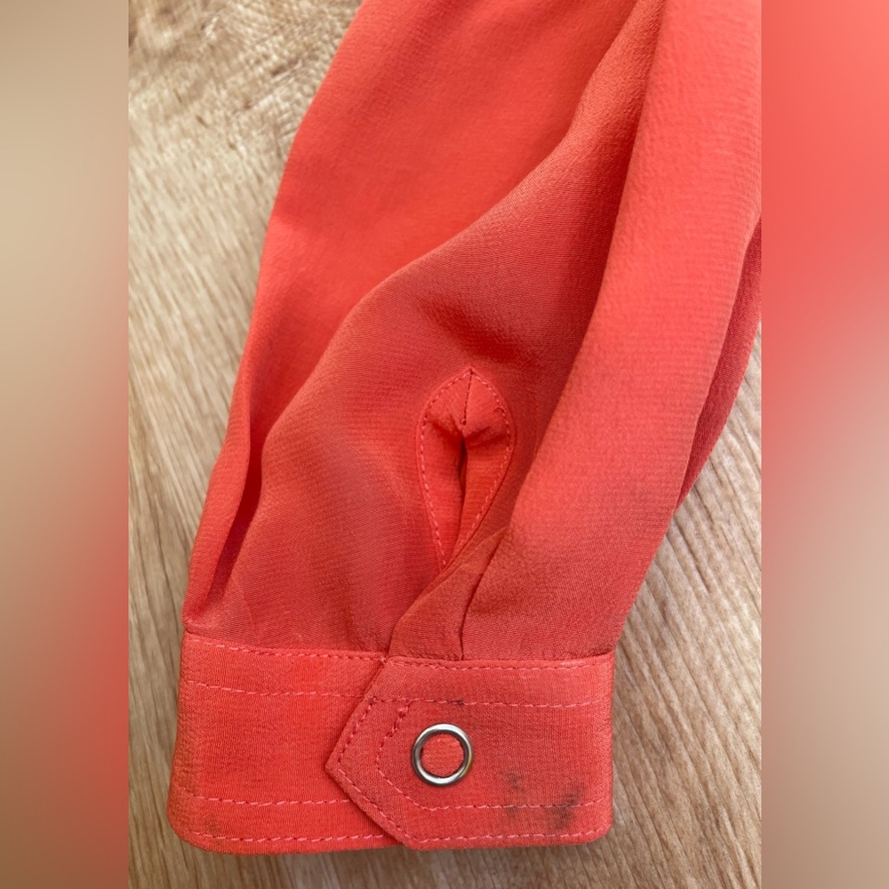 Christian Dior vintage 100% silk blouse size 4 90’s retro classic orange - Picture 7 of 10